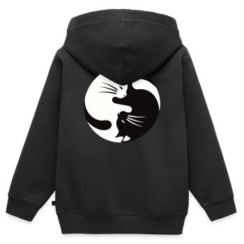 2 Katzen schmusen ,ying yang - Kinder Premium Organic Zip Hoodie - Schwarz - Hinten - AI Model Kid Male (0cm)