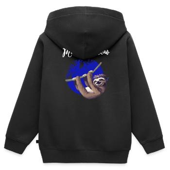 sloth make it slow paresseux lent Nerd pc chill - Sweat Premium à capuche zippé enfant bio - noir - Dos - AI Model Kid Male (0cm)
