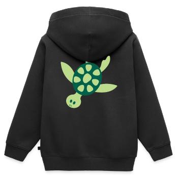 Kunterbunte Meeresschildkröte - Kinder Premium Organic Zip Hoodie - Schwarz - Hinten - AI Model Kid Male (0cm)