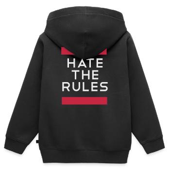 Hate the rules - disobey rules - Kids Premium Organic Zip-up Hoodie - black - Back - AI Model Kid Male (0cm)