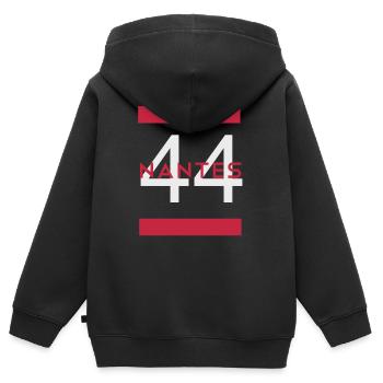 Nantes 44 Nantes T-Shirt - Kinder Premium Organic Zip Hoodie - Schwarz - Hinten - AI Model Kid Male (0cm)