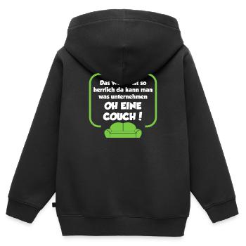 Das Wetter ist so herrlich, da kann man was ..... - Kinder Premium Organic Zip Hoodie - Schwarz - Hinten - AI Model Kid Male (0cm)