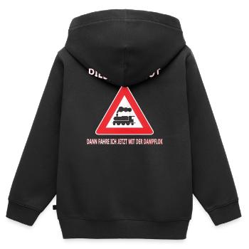 Dieselverbot? Fahre Dampflok - Tolle geschenkidee - Kinder Premium Organic Zip Hoodie - Schwarz - Hinten - AI Model Kid Male (0cm)