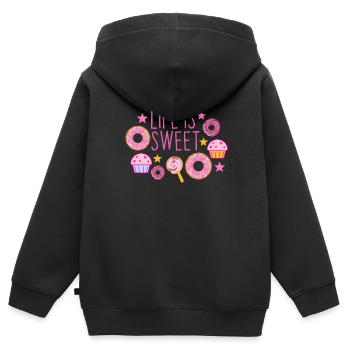 Life is sweet - Kids Premium Organic Zip-up Hoodie - black - Back - AI Model Kid Male (0cm)