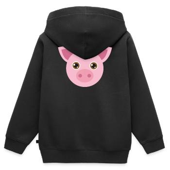 Schweinchen - Kinder Premium Organic Zip Hoodie - Schwarz - Hinten - AI Model Kid Male (0cm)