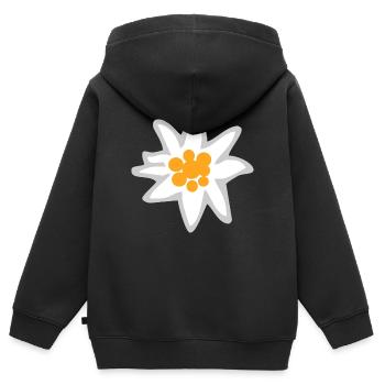 Edelweiss - Kinder Premium Organic Zip Hoodie - Schwarz - Hinten - AI Model Kid Male (0cm)