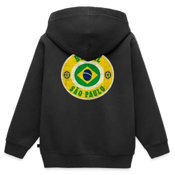 Brasilien Sao Paulo / Geschenk / Geschenkidee - Kinder Premium Organic Zip Hoodie - Schwarz - Hinten - AI Model Kid Male (0cm)