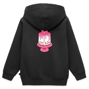 Torte - Kinder Premium Organic Zip Hoodie - Schwarz - Hinten - AI Model Kid Male (0cm)