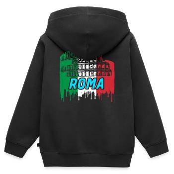Rome / Cadeau / Idée de cadeau - Sweat Premium à capuche zippé enfant bio - noir - Dos - AI Model Kid Male (0cm)