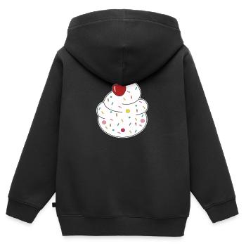 Sahne Kirsche - Kinder Premium Organic Zip Hoodie - Schwarz - Hinten - AI Model Kid Male (0cm)