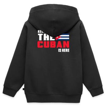 Keep Calm The Cuban is Here Kuba - Kinder Premium Organic Zip Hoodie - Schwarz - Hinten - AI Model Kid Male (0cm)