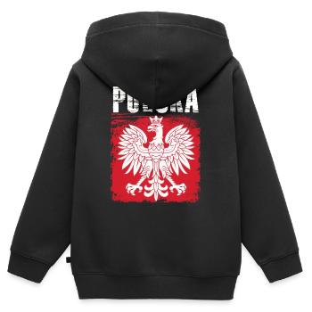 Pologne - Sweat Premium à capuche zippé enfant bio - noir - Dos - AI Model Kid Male (0cm)