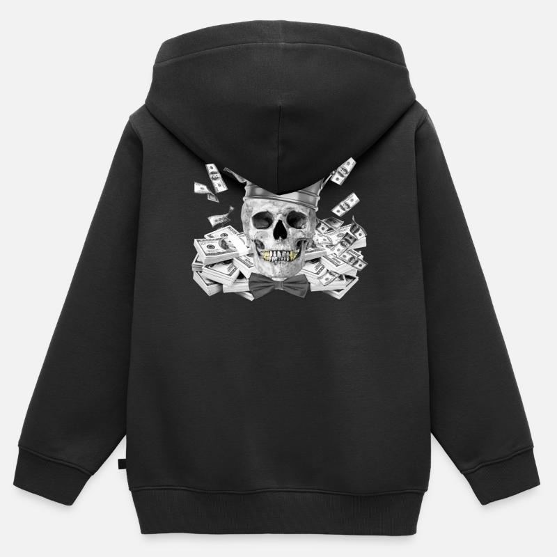 Skull - Kids Premium Organic Zip-up Hoodie - black