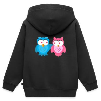 Kindermotiv verliebt Eulen Kindershirt Eule - Kinder Premium Organic Zip Hoodie - Schwarz - Hinten - AI Model Kid Male (0cm)