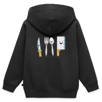 Kindermotiv tanzendes Besteck Kindershirt Besteck - Kinder Premium Organic Zip Hoodie - Schwarz - Hinten - AI Model Kid Male (0cm)