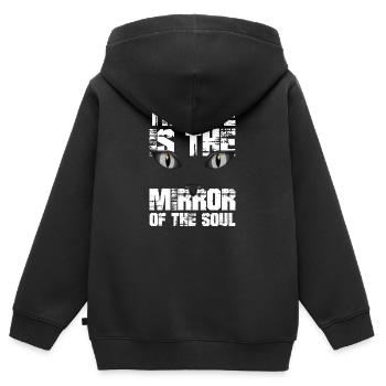 Chat chaton miaou chat domestique oeil de chat - Sweat Premium à capuche zippé enfant bio - noir - Dos - AI Model Kid Male (0cm)