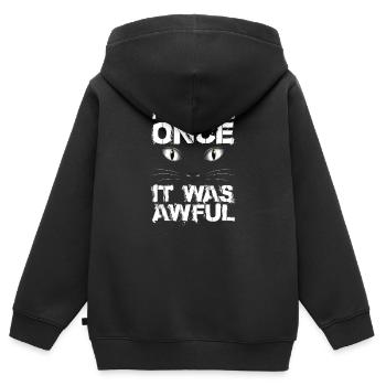 Chat chaton miaou chat domestique oeil de chat - Sweat Premium à capuche zippé enfant bio - noir - Dos - AI Model Kid Male (0cm)