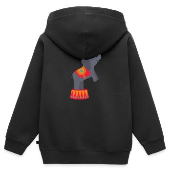 Farbenfroher Zirkuselefant - Kinder Premium Organic Zip Hoodie - Schwarz - Hinten - AI Model Kid Male (0cm)