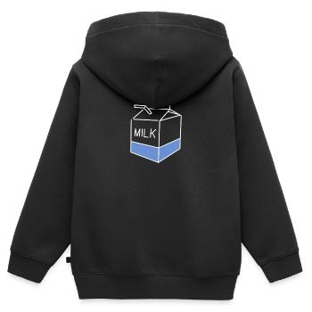 Milch - Kinder Premium Organic Zip Hoodie - Schwarz - Hinten - AI Model Kid Male (0cm)