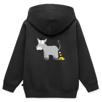 Kindermotiv Esel Tiershirt Geschenkidee Goldesel - Kinder Premium Organic Zip Hoodie - Schwarz - Hinten - AI Model Kid Male (0cm)