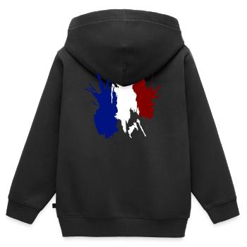 France Tricolor Flag - Kids Premium Organic Zip-up Hoodie - black - Back - AI Model Kid Male (0cm)