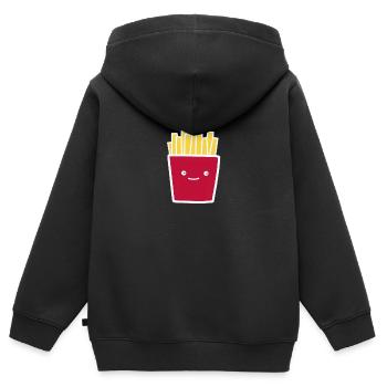 français - Sweat Premium à capuche zippé enfant bio - noir - Dos - AI Model Kid Male (0cm)
