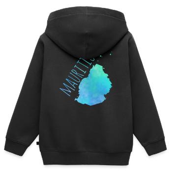 Mauritius - Kinder Premium Organic Zip Hoodie - Schwarz - Hinten - AI Model Kid Male (0cm)