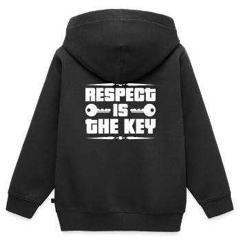 Respect Acceptation Tolérance Reconnaissance Validité - Sweat Premium à capuche zippé enfant bio - noir - Dos - AI Model Kid Male (0cm)