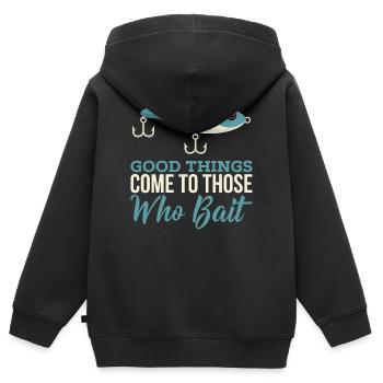 Dire de pêche aux carnassiers - Pêcheur sportif - Wobbler - Sweat Premium à capuche zippé enfant bio - noir - Dos - AI Model Kid Male (0cm)