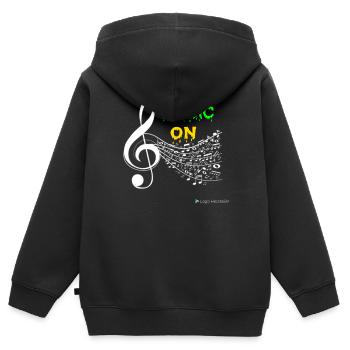 Music ON - Kinder Premium Organic Zip Hoodie - Schwarz - Hinten - AI Model Kid Male (0cm)