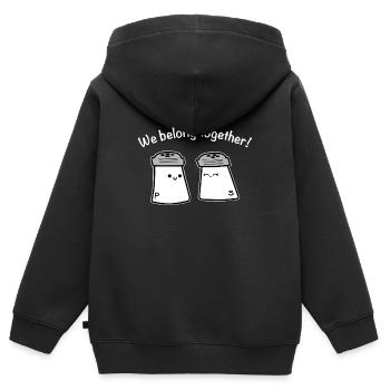 Relation d'amour sel poivre - Sweat Premium à capuche zippé enfant bio - noir - Dos - AI Model Kid Male (0cm)