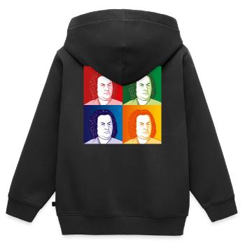 Johann Sebastian Bach im Cartoon Style - Kinder Premium Organic Zip Hoodie - Schwarz - Hinten - AI Model Kid Male (0cm)