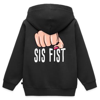 Fist - Sister Fist - Boîte - Boxe - Sweat Premium à capuche zippé enfant bio - noir - Dos - AI Model Kid Male (0cm)