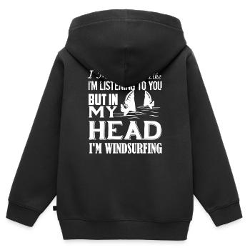 Ich bin Windsurfing Shirt - Kinder Premium Organic Zip Hoodie - Schwarz - Hinten - AI Model Kid Male (0cm)