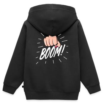 Strip Pop avec le poing féminin - Sweat Premium à capuche zippé enfant bio - noir - Dos - AI Model Kid Male (0cm)