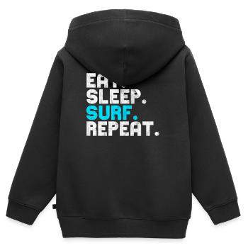 Surf - Surfen - Surfer - Kinder Premium Organic Zip Hoodie - Schwarz - Hinten - AI Model Kid Male (0cm)