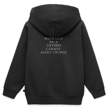 Monaco - Sweat Premium à capuche zippé enfant bio - noir - Dos - AI Model Kid Male (0cm)