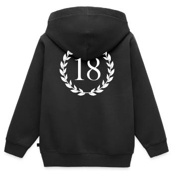 18 Geburtstag Geschenk Lorbeer - Kinder Premium Organic Zip Hoodie - Schwarz - Hinten - AI Model Kid Male (0cm)