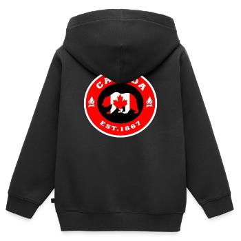 Kanada Bär Flagge Nordamerika Geschenk - Kinder Premium Organic Zip Hoodie - Schwarz - Hinten - AI Model Kid Male (0cm)