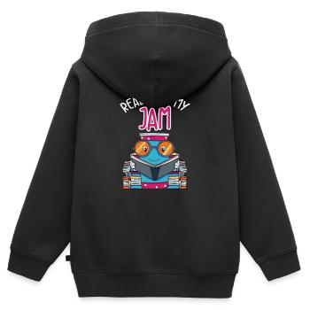 Reading - Reading Is My Jam - Kids Premium Organic Zip-up Hoodie - black - Back - AI Model Kid Male (0cm)