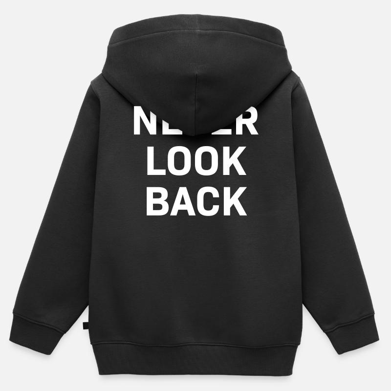 Never Look Back white - Sweat Premium à capuche zippé enfant bio - noir