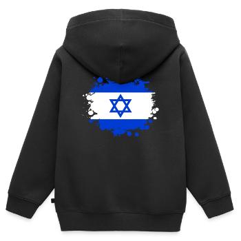 Israel Klecks / Jerusalem Geschenk Nationalfarben - Kinder Premium Organic Zip Hoodie - Schwarz - Hinten - AI Model Kid Male (0cm)
