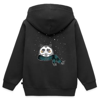 Winter Bär - Kinder Premium Organic Zip Hoodie - Schwarz - Hinten - AI Model Kid Male (0cm)