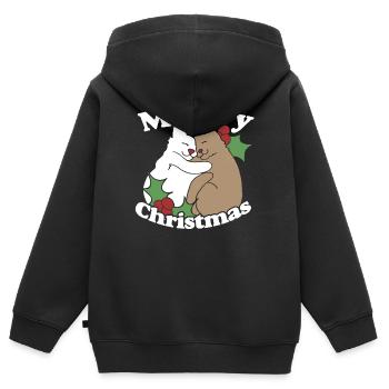 Chemise de Noël Meowy - Sweat Premium à capuche zippé enfant bio - noir - Dos - AI Model Kid Male (0cm)
