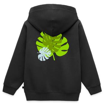 leaves - Kids Premium Organic Zip-up Hoodie - black - Back - AI Model Kid Male (0cm)