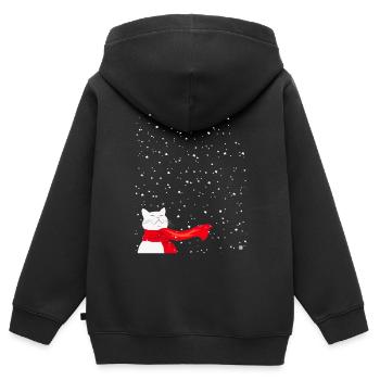 Schneekatze weiß - Kinder Premium Organic Zip Hoodie - Schwarz - Hinten - AI Model Kid Male (0cm)