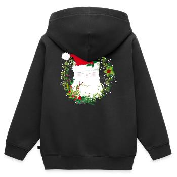 Chat de noel - Sweat Premium à capuche zippé enfant bio - noir - Dos - AI Model Kid Male (0cm)