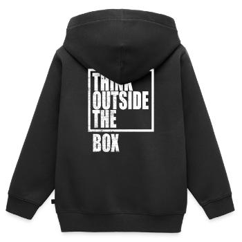 Think Outside The Box / Design Thinking - Sweat Premium à capuche zippé enfant bio - noir - Dos - AI Model Kid Male (0cm)
