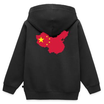Carte de la Chine - Sweat Premium à capuche zippé enfant bio - noir - Dos - AI Model Kid Male (0cm)