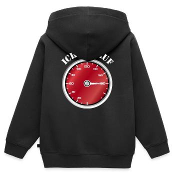 Roter Tacho Ich bin auf Geschwindigkeit - Kinder Premium Organic Zip Hoodie - Schwarz - Hinten - AI Model Kid Male (0cm)
